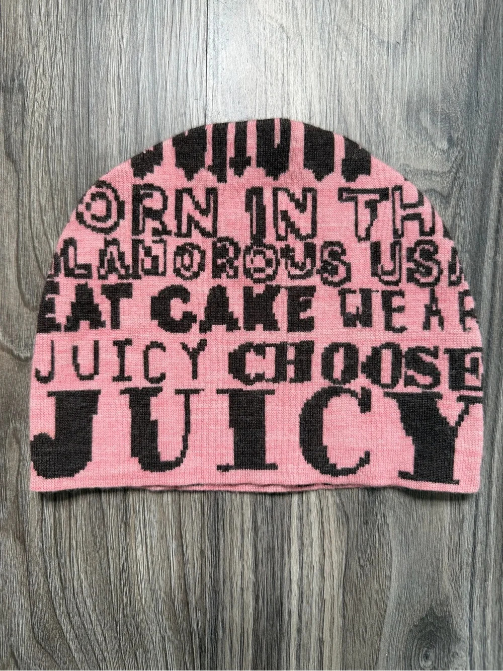 Vintage Y2K Juicy Couture Eat Cake Script Beanie